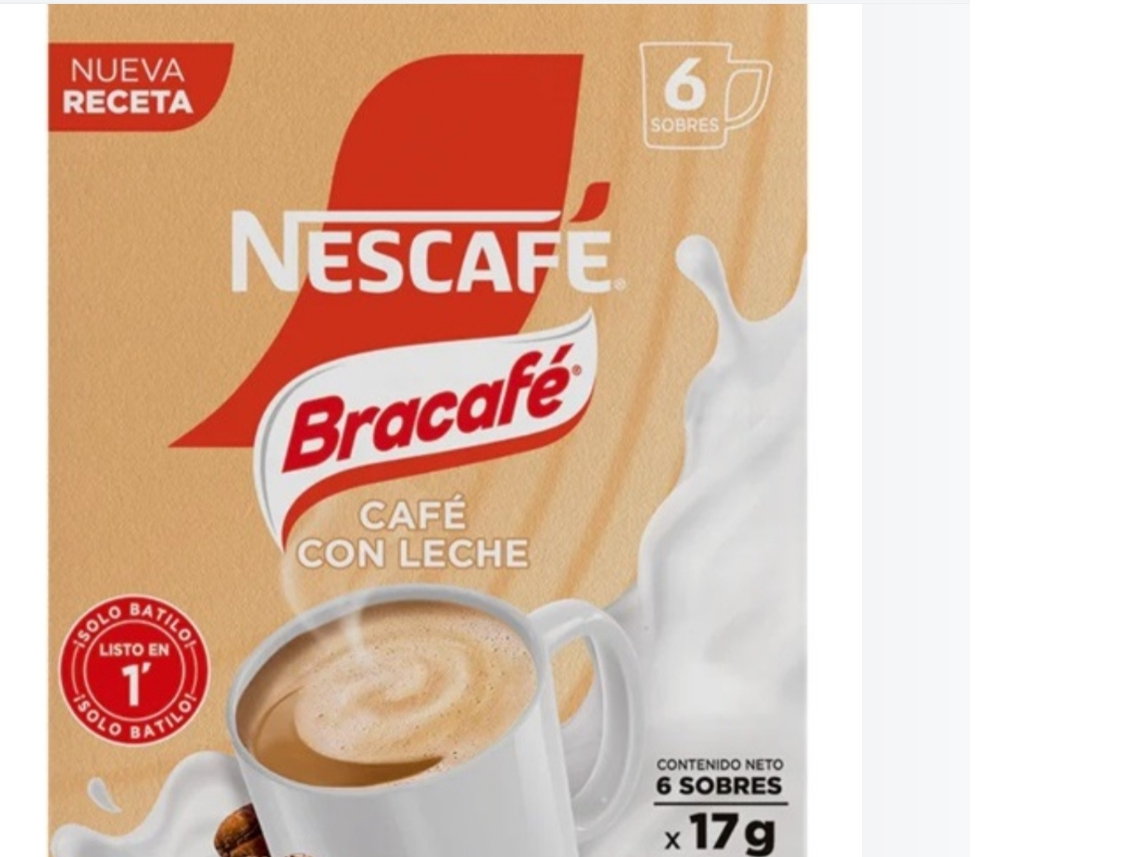 Café con leche y azucar x 1 sobre