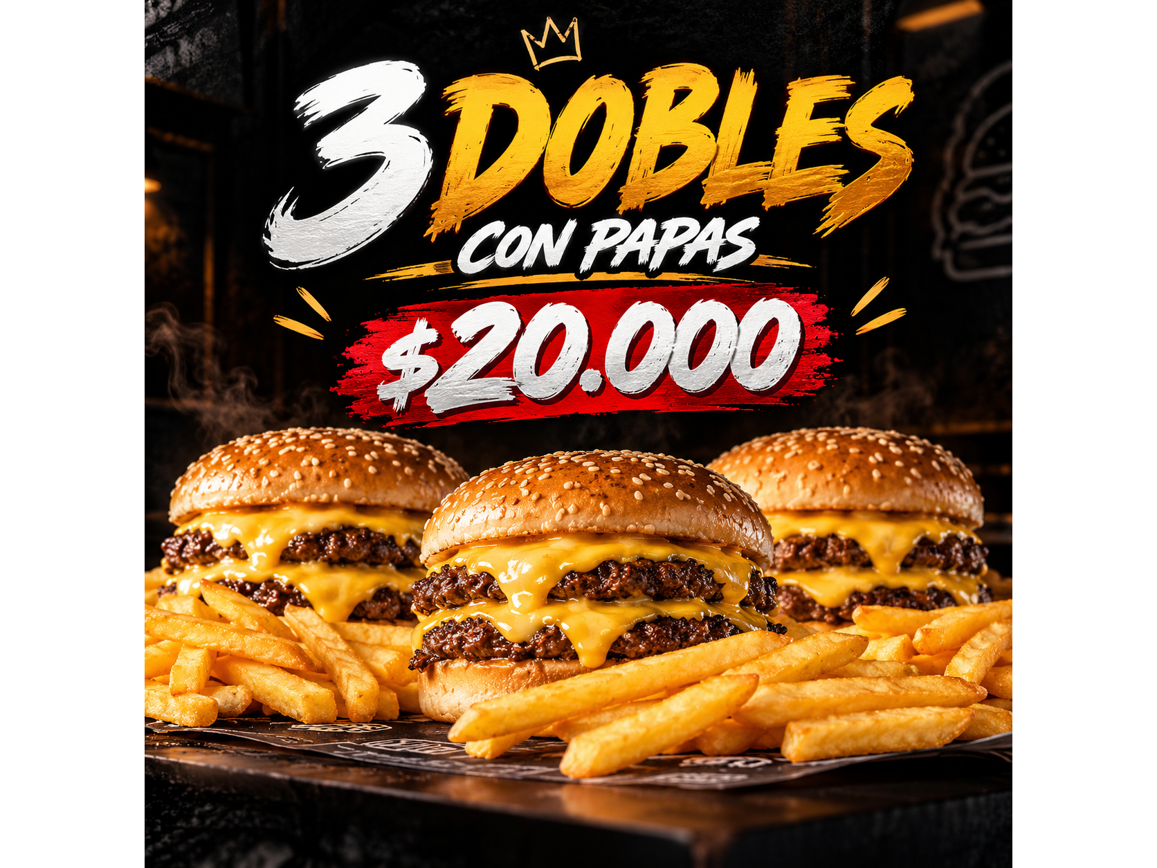 3 DOBLES CON PAPAS