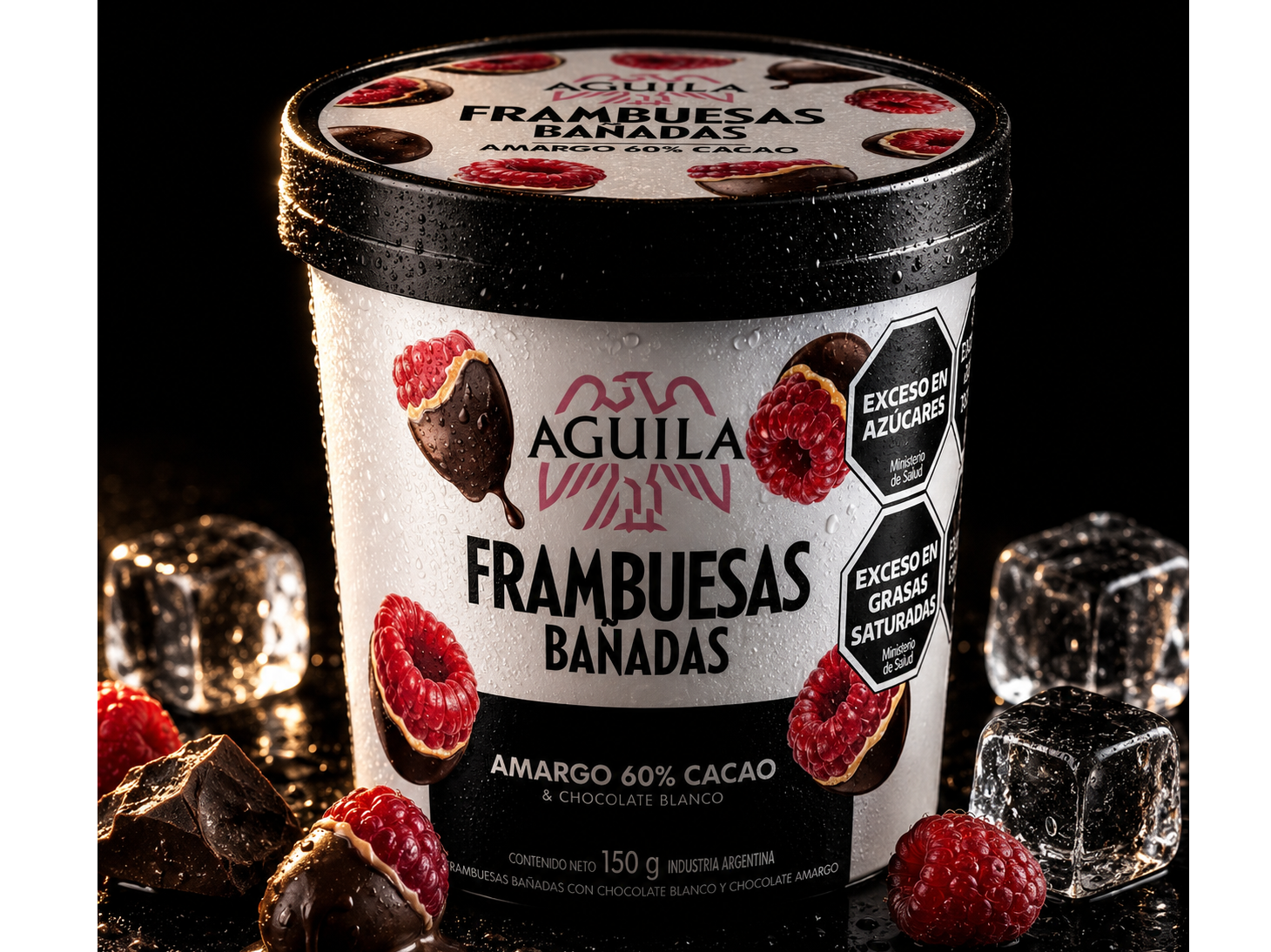 Frambuesas Bañadas con Chocolate Amargo y Chocolate Blanco