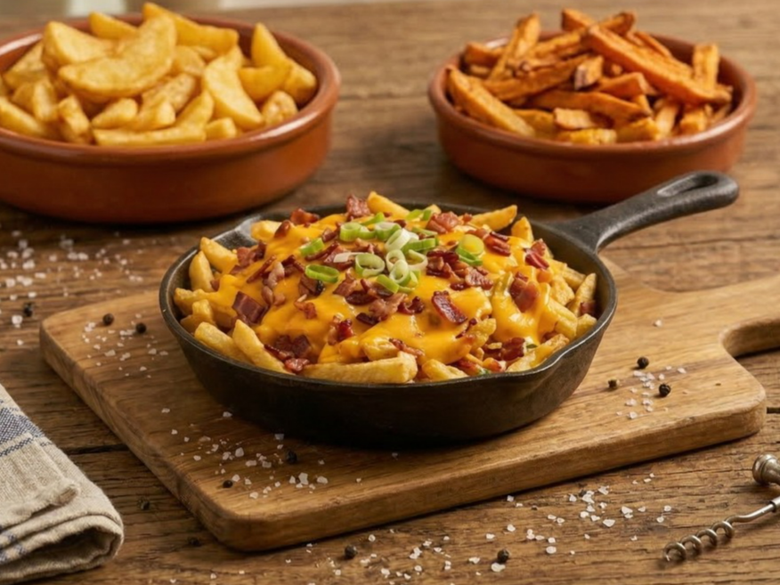 Papas con Cheddar y Panceta