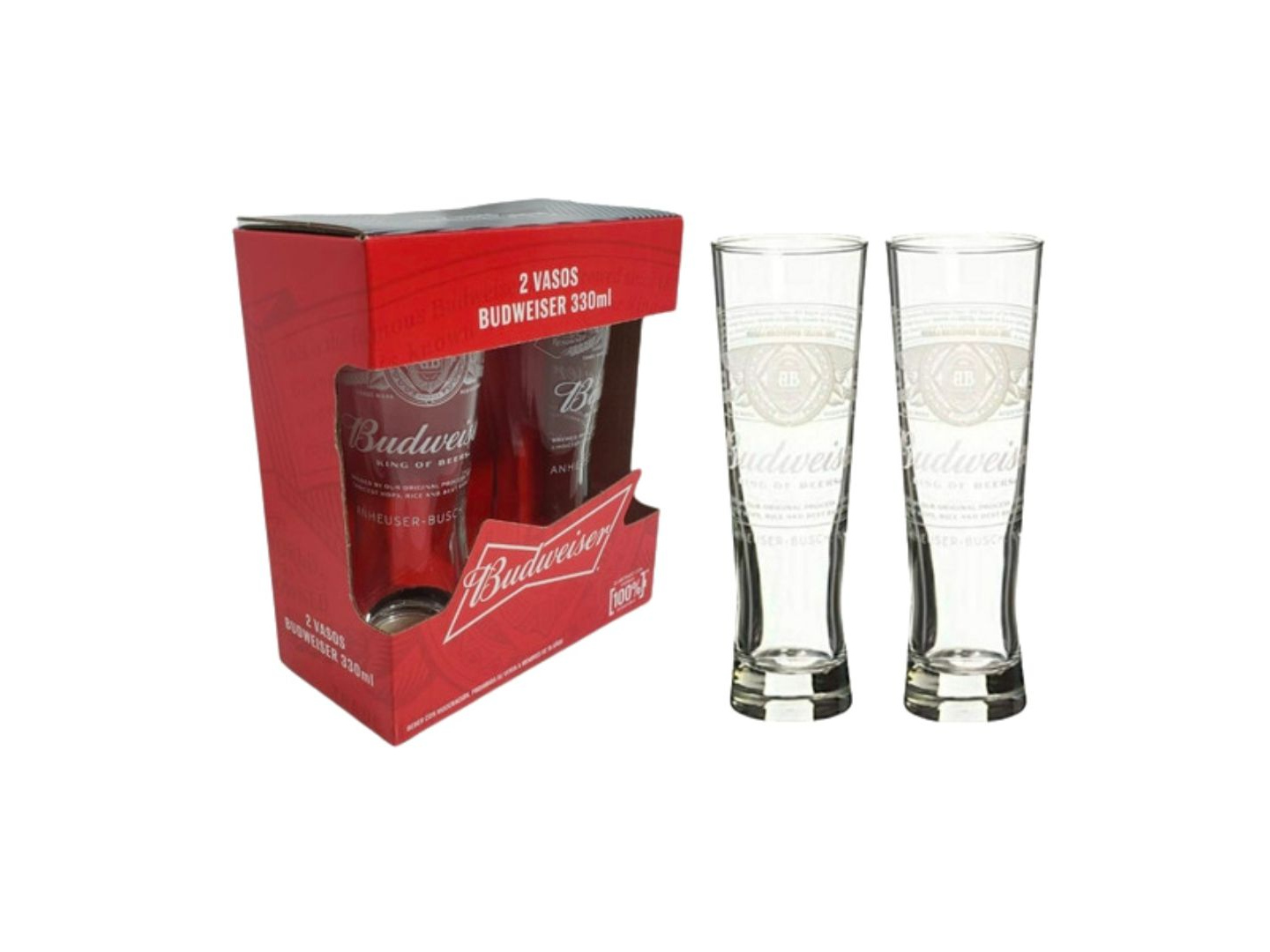 Vaso de cerveza budweiser vidrio