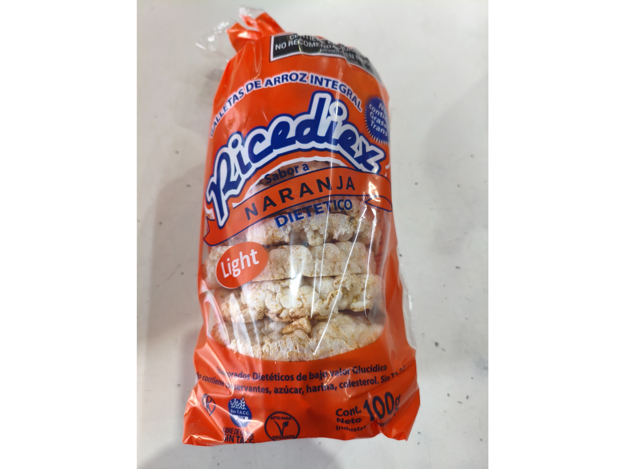 Disco de arroz sabor naranja.
