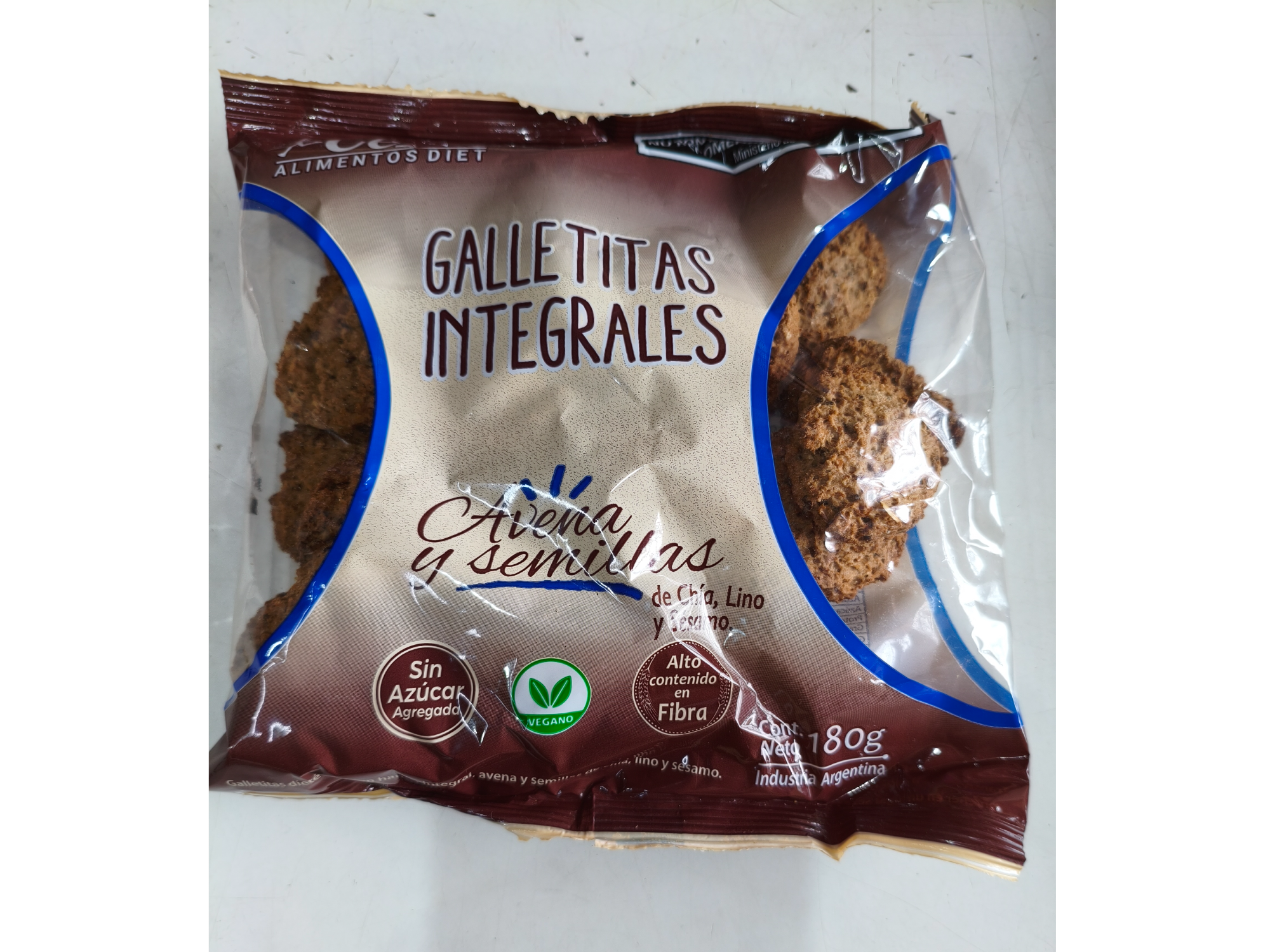 Galletitas integral avena y semillas x 180 grs.
