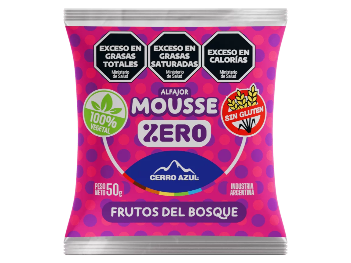 Alfajor mousse de fresas sin azucar CERRO AZUL