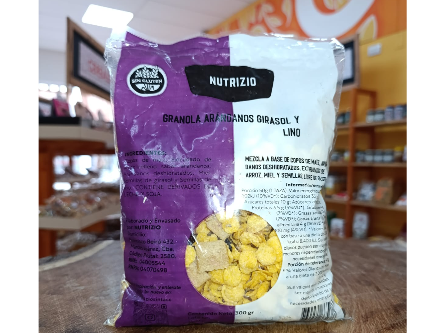 Granola de arandano, girasol y lino sin tacc 500gr NUTRIZIO