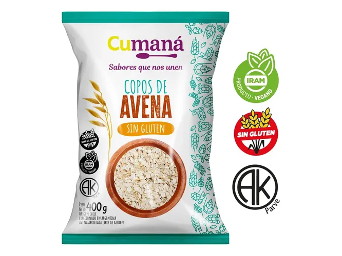 Copos de avena sin gluten 400 gr CUMANA