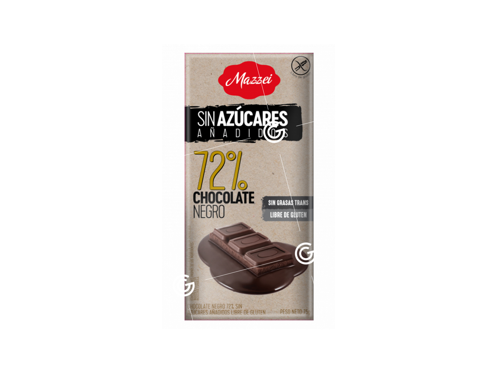 Chocolate 72% sin azucar añadido 75 gr MAZZEI