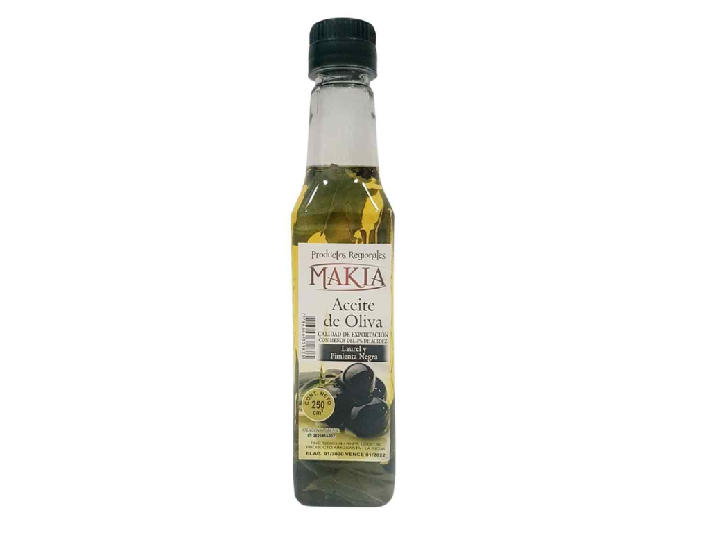 Aceite de oliva con laurel y pimienta negra 250 cc MAKIA