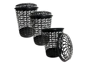 CANASTO ROPA CALADO NEGRO