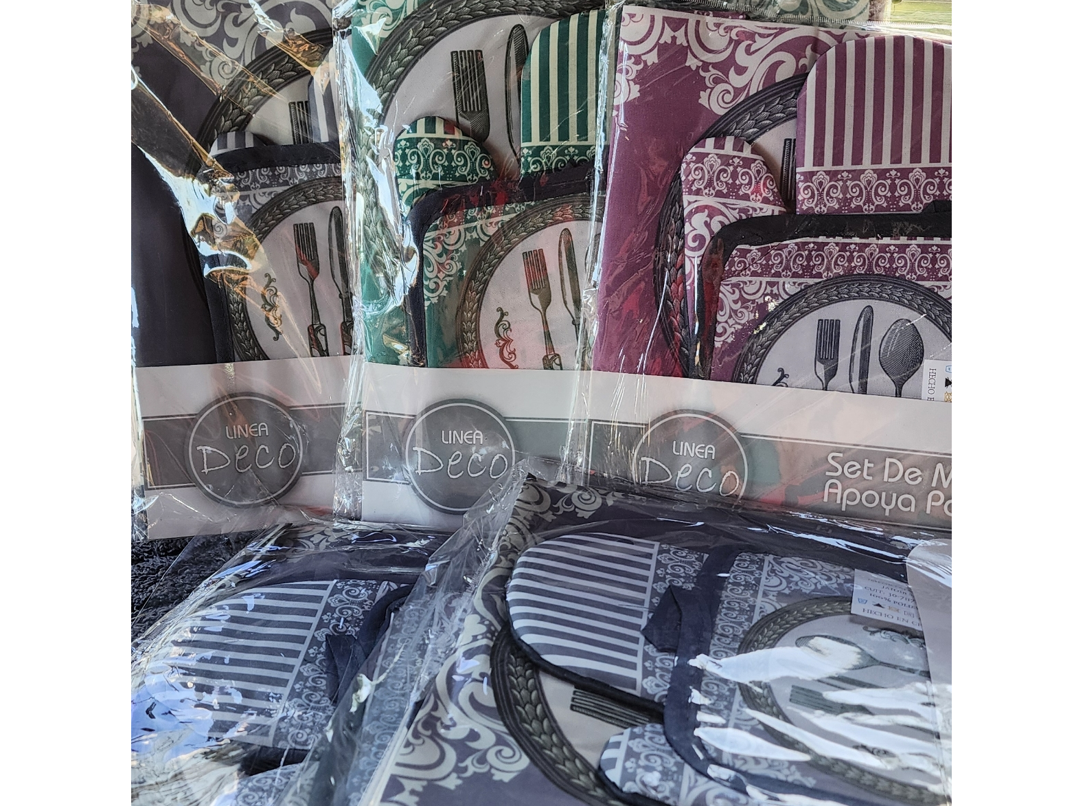 Set manopla, apoya pava y delantal