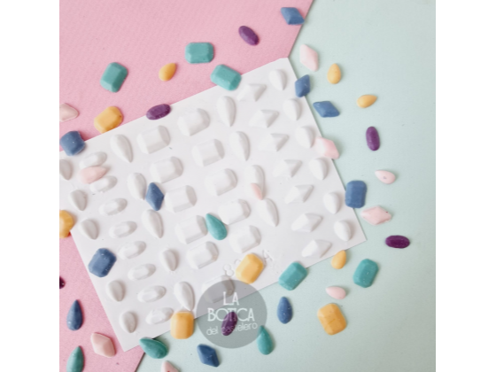 MOLDE ACETATO - MINI DIAMANTES Y GEMAS X 46 U