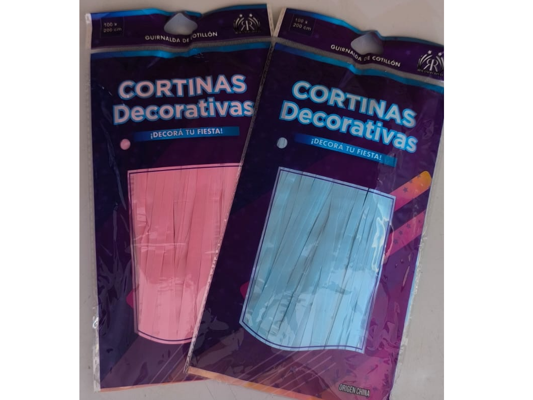 Cortina color pastel rosa / celeste