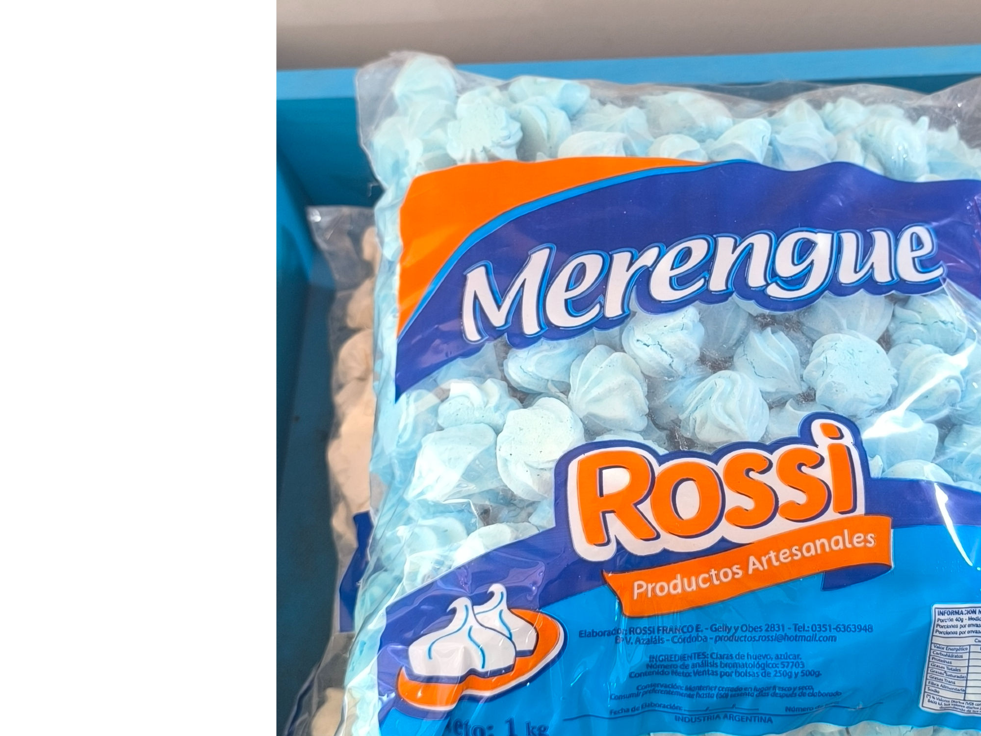 Merengue Rossi celeste y rosa