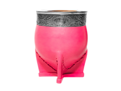 Mate imperial virola lisa de acero con cuero estampado