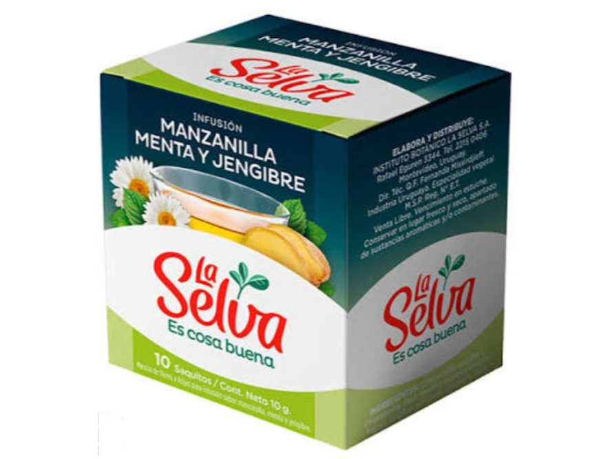 Te la selva manzanilla.menta y jengibre