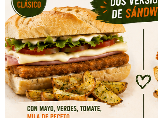 SANDWICH DE MILA DE PECETO + PAPAS DORE