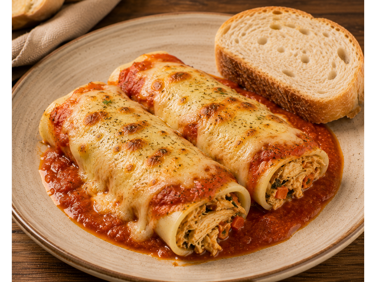 CANELONES DE POLLO ASADO + SALSA FILETTO Y QUESO