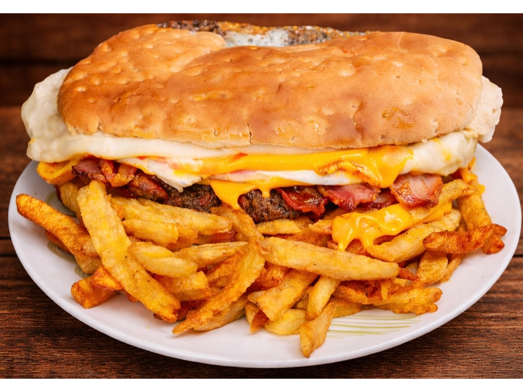 Lomito de carne con panceta y cheddar