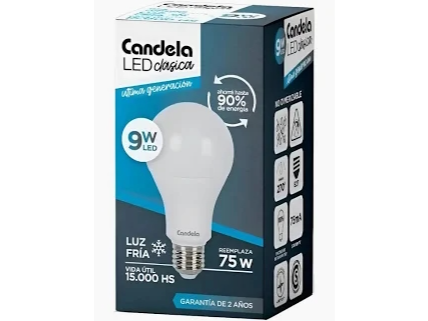 LAMPARA LED CANDELA CALIDA 9w 5 U