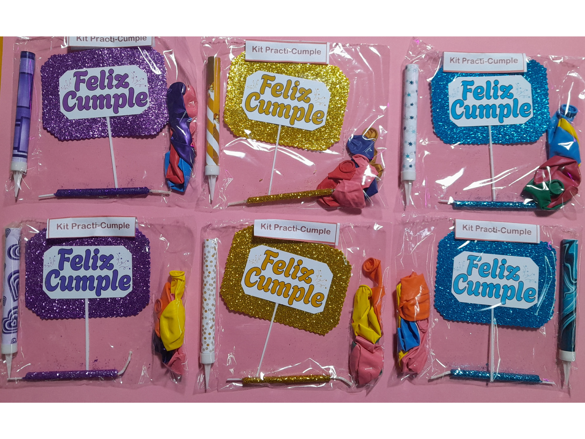 Kit Vela, Bengala, Cartel Feliz Cumple y Globos