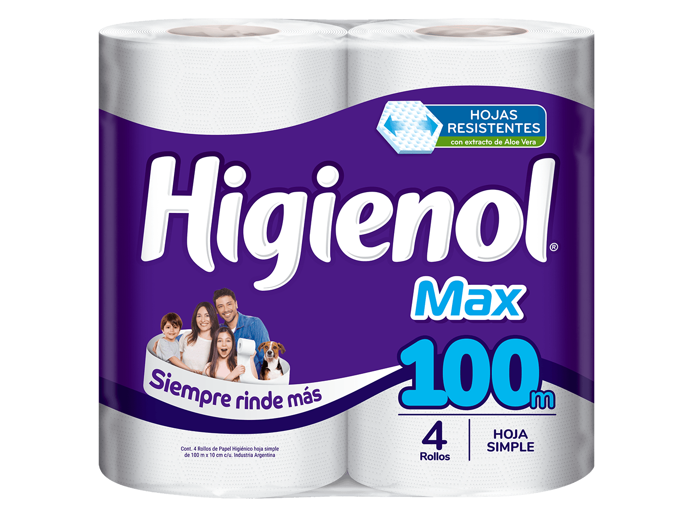 Papel Higiénico HIGIENOL 4x100 metros Hoja Simple