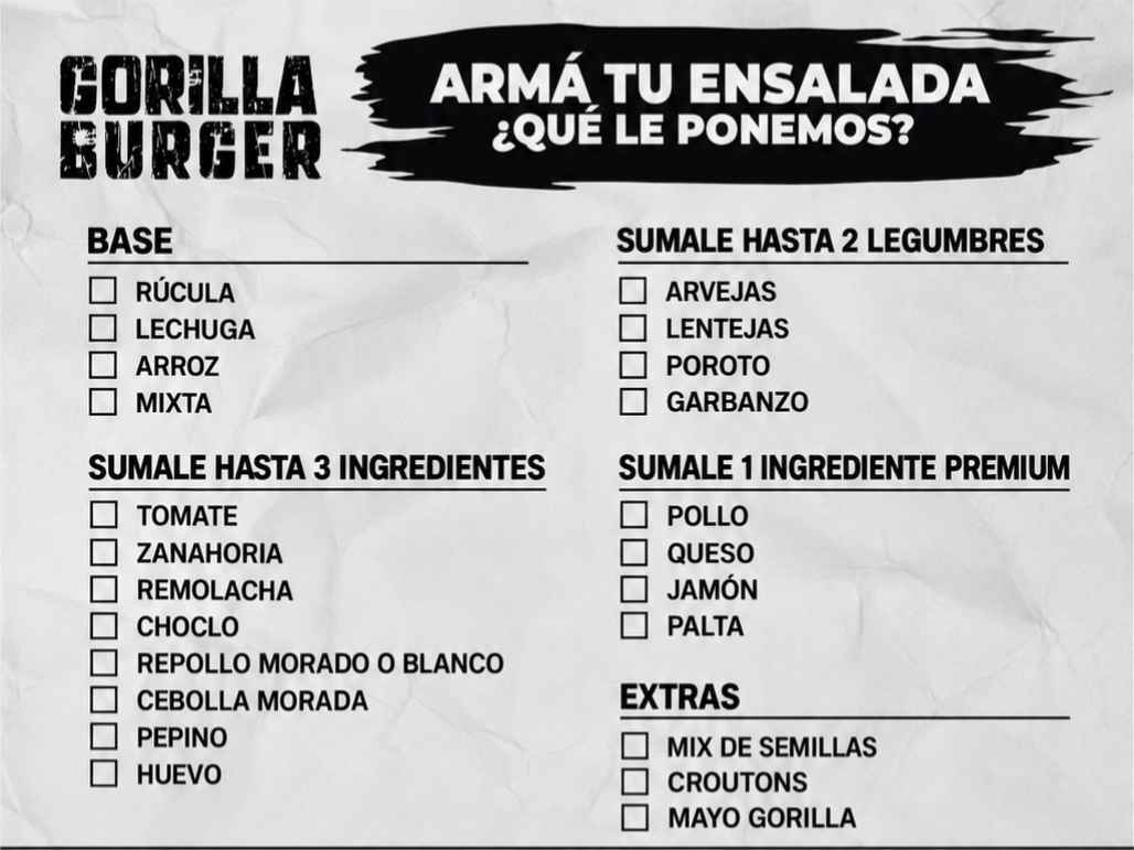 ENSALADAS de Gorilla Burger