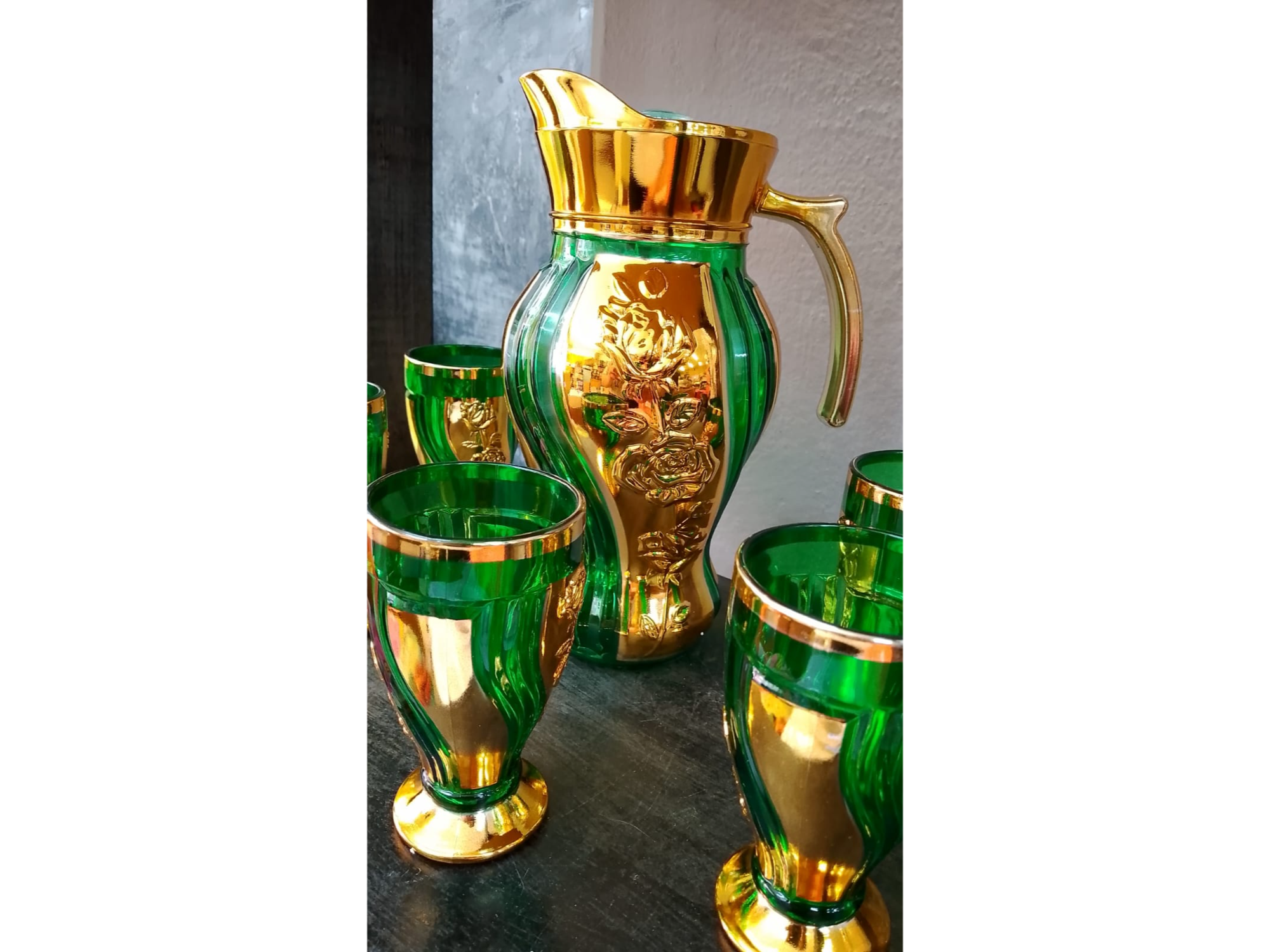 JARRA + 6 VASOS DE VIDRIO