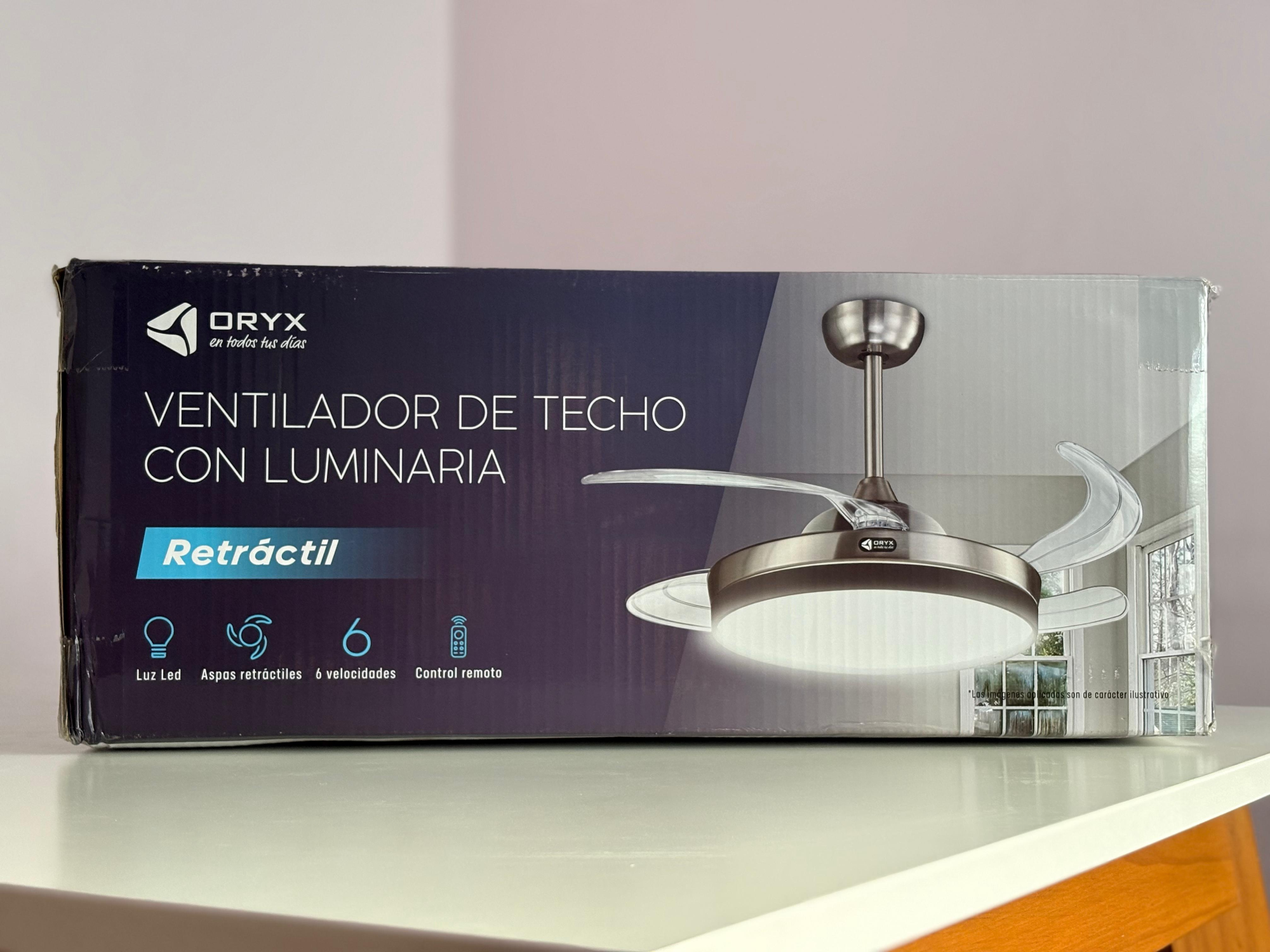 Ventilador de techo retractil c/luminaria ORYX