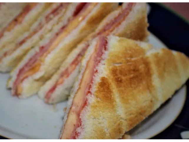 TOSTADO pan miga, jamon, queso, papas fritas