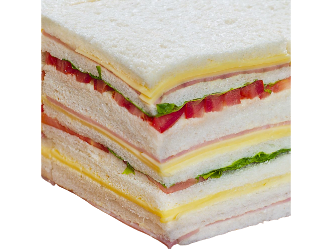 TRIPLE pan miga,jamon ,queso,lechuga,tomate