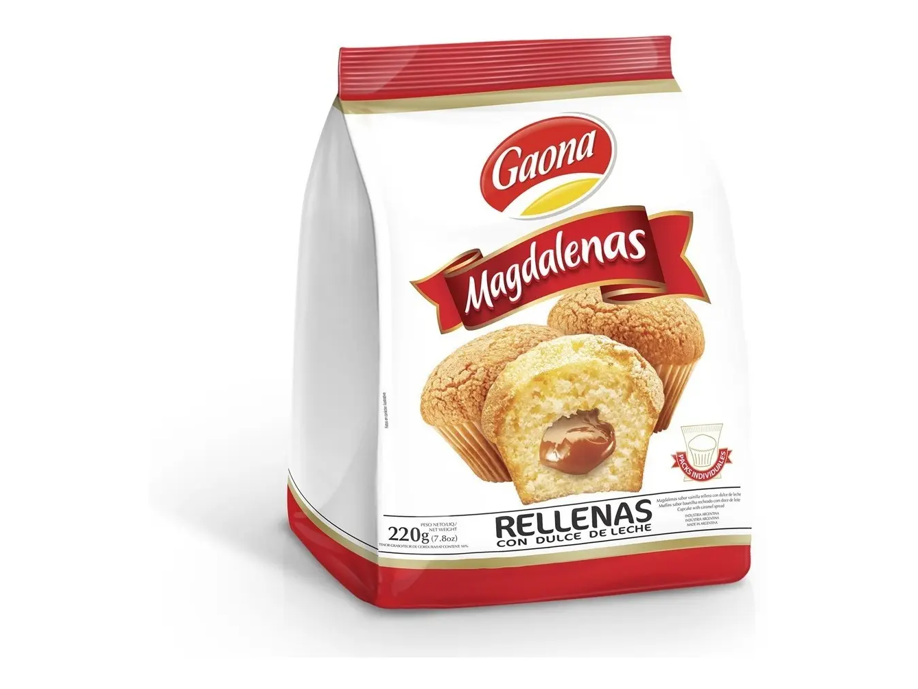 MAGDALENAS GAONA DE VAINILLA RELLENAS DE DULCE DE LECHE