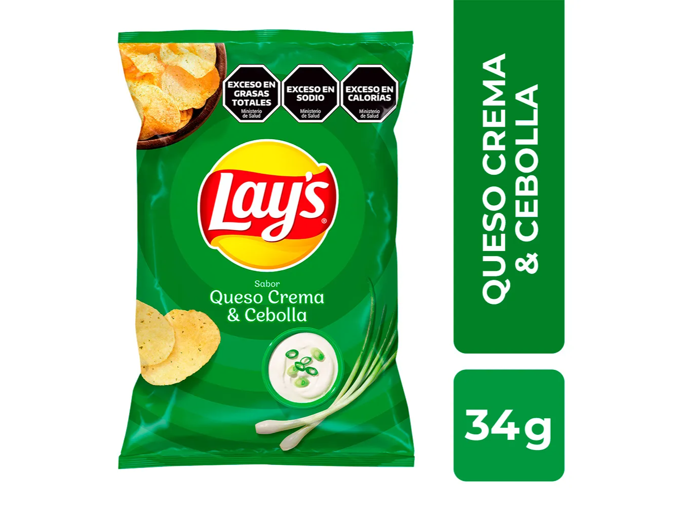 LAYS QUESO CREMA Y CEBOLLA 34g