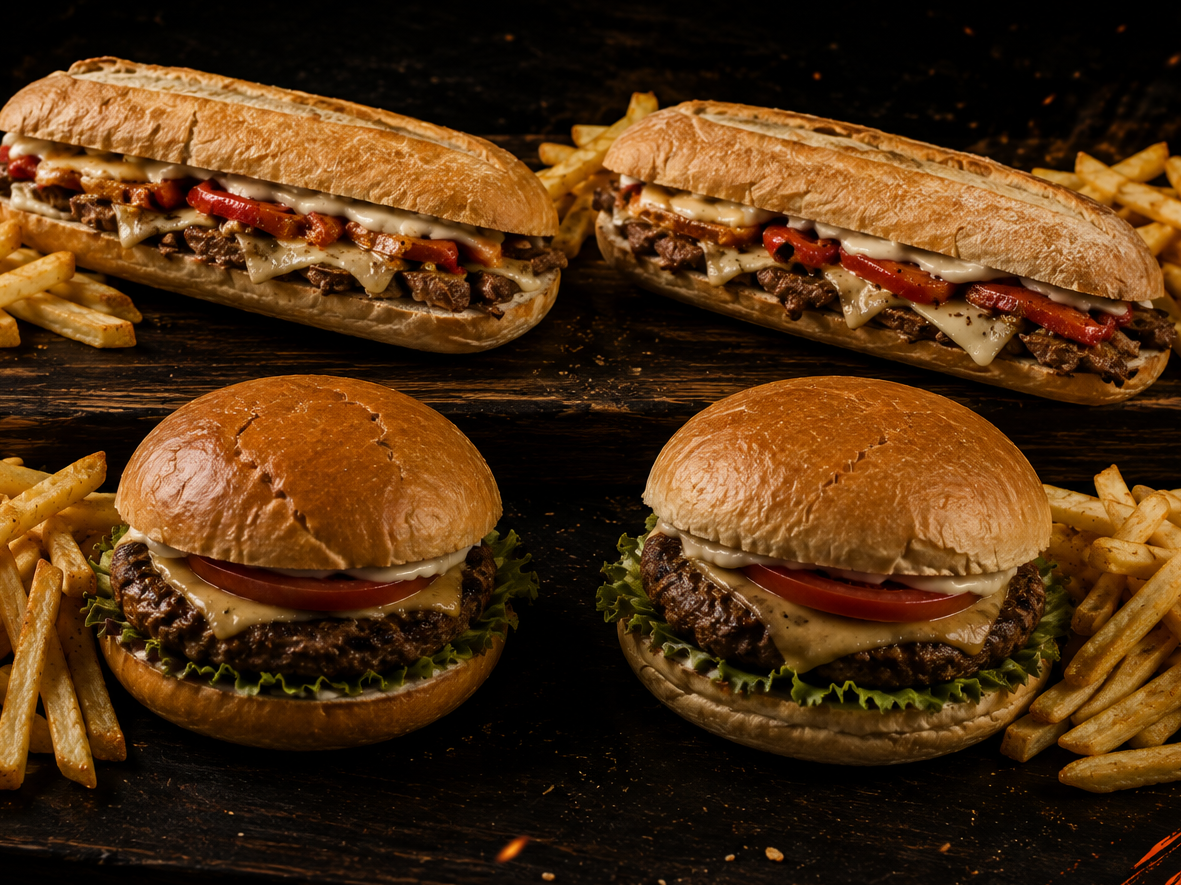 2 LOMOS + 2 HAMBURGESAS COMPLETAS