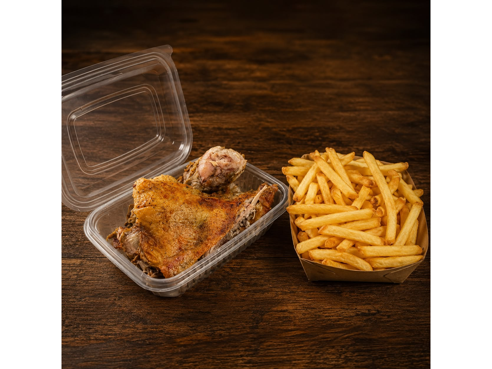 1/2 POLLO CON FRITAS CHICAS