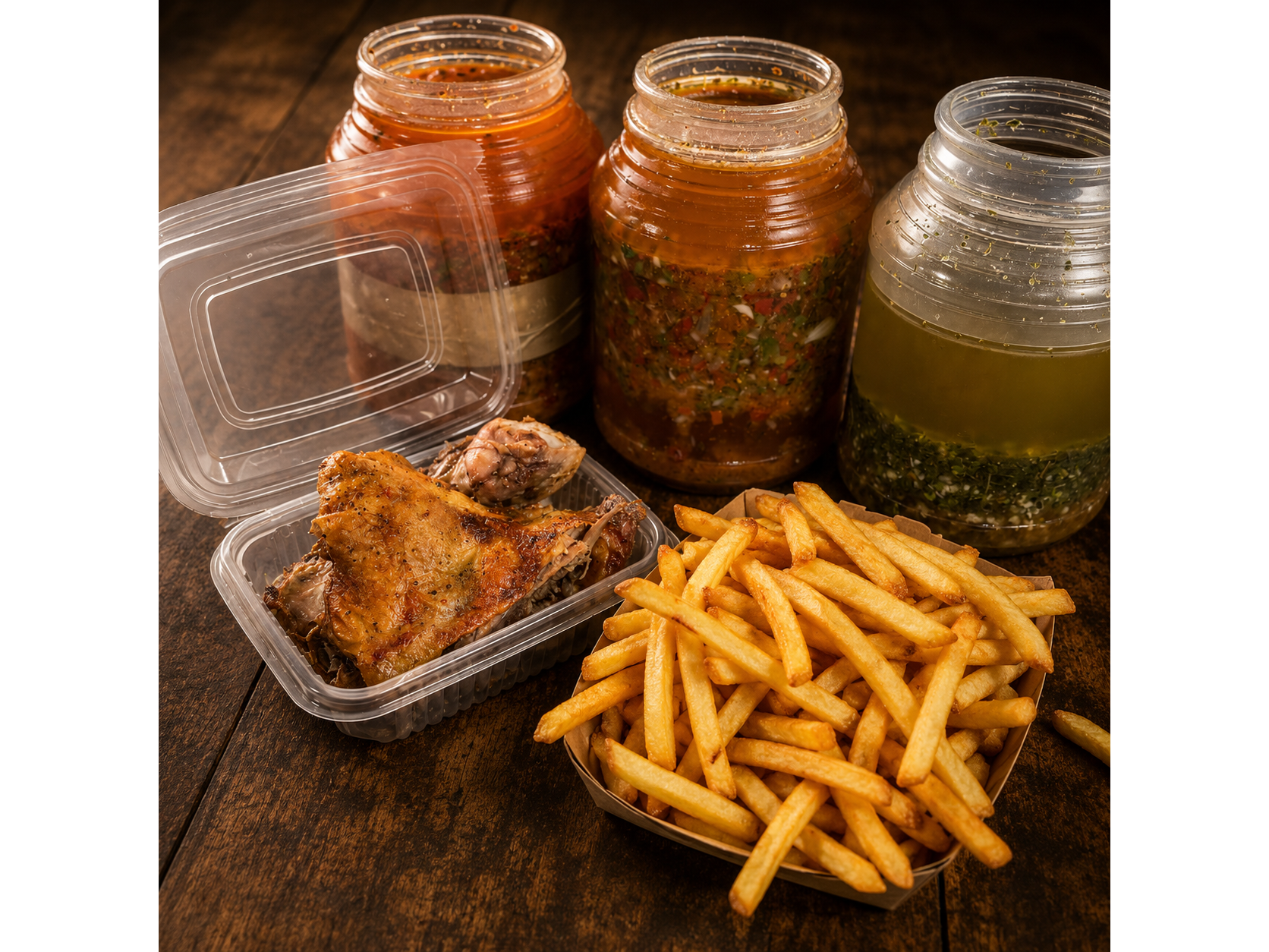 1/2 POLLO CON FRITAS GRANDES