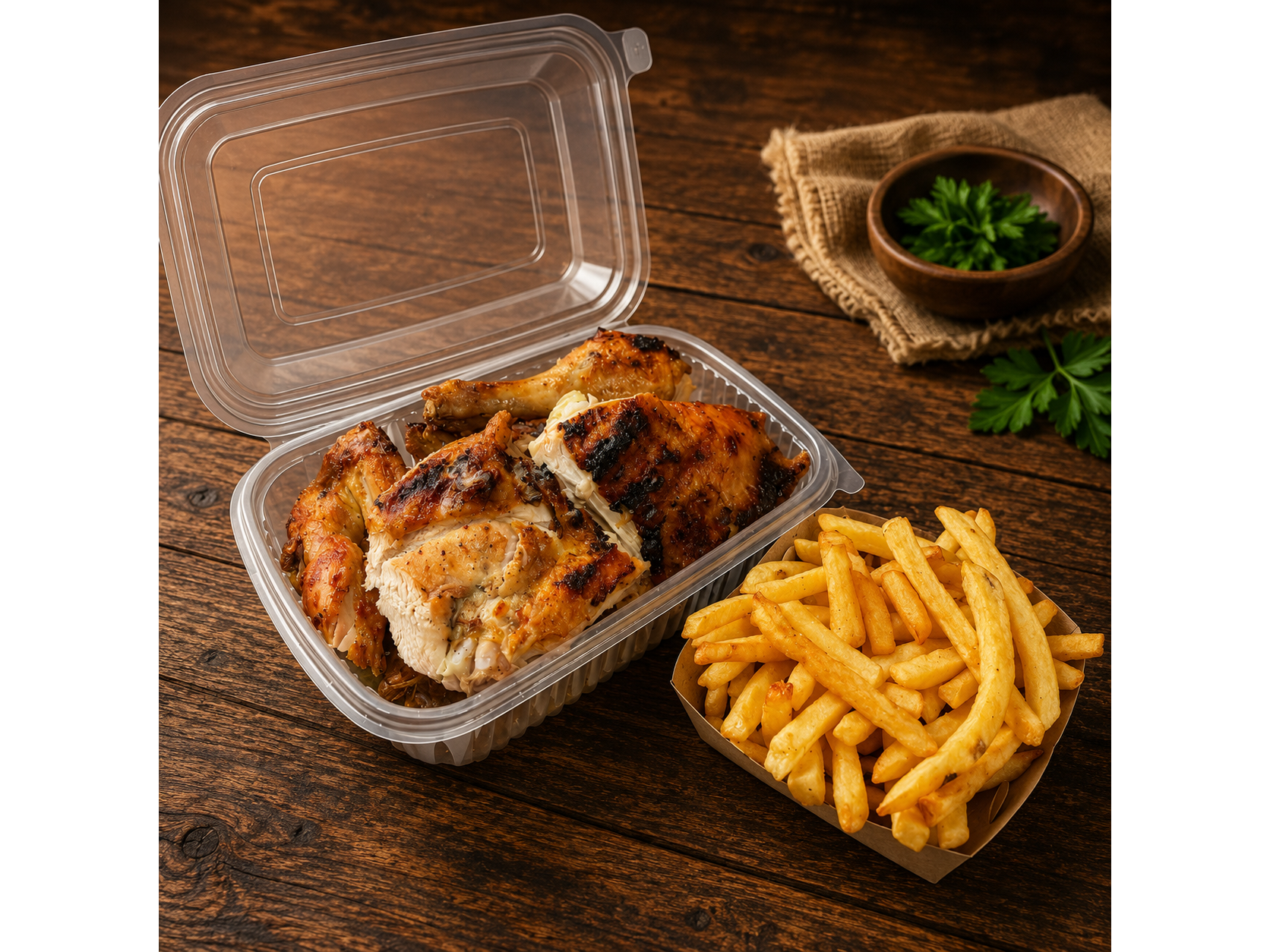 POLLO CON FRITAS CHICAS