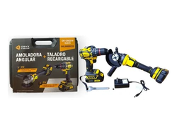 AMOLADORA ANGULAR + TALADRO RECARGABLE