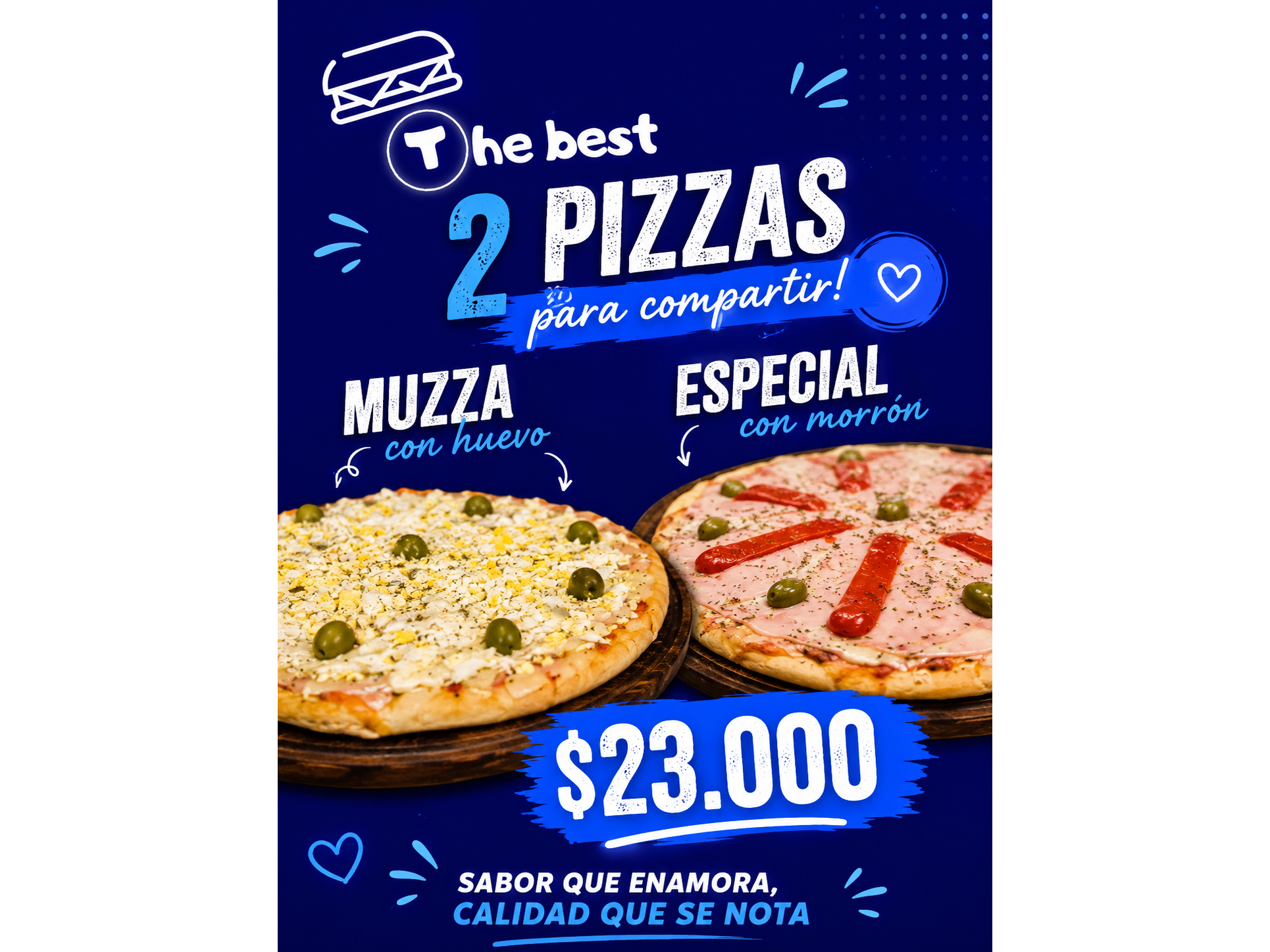 1 Muzzarella c/ huevo + 1 Especial