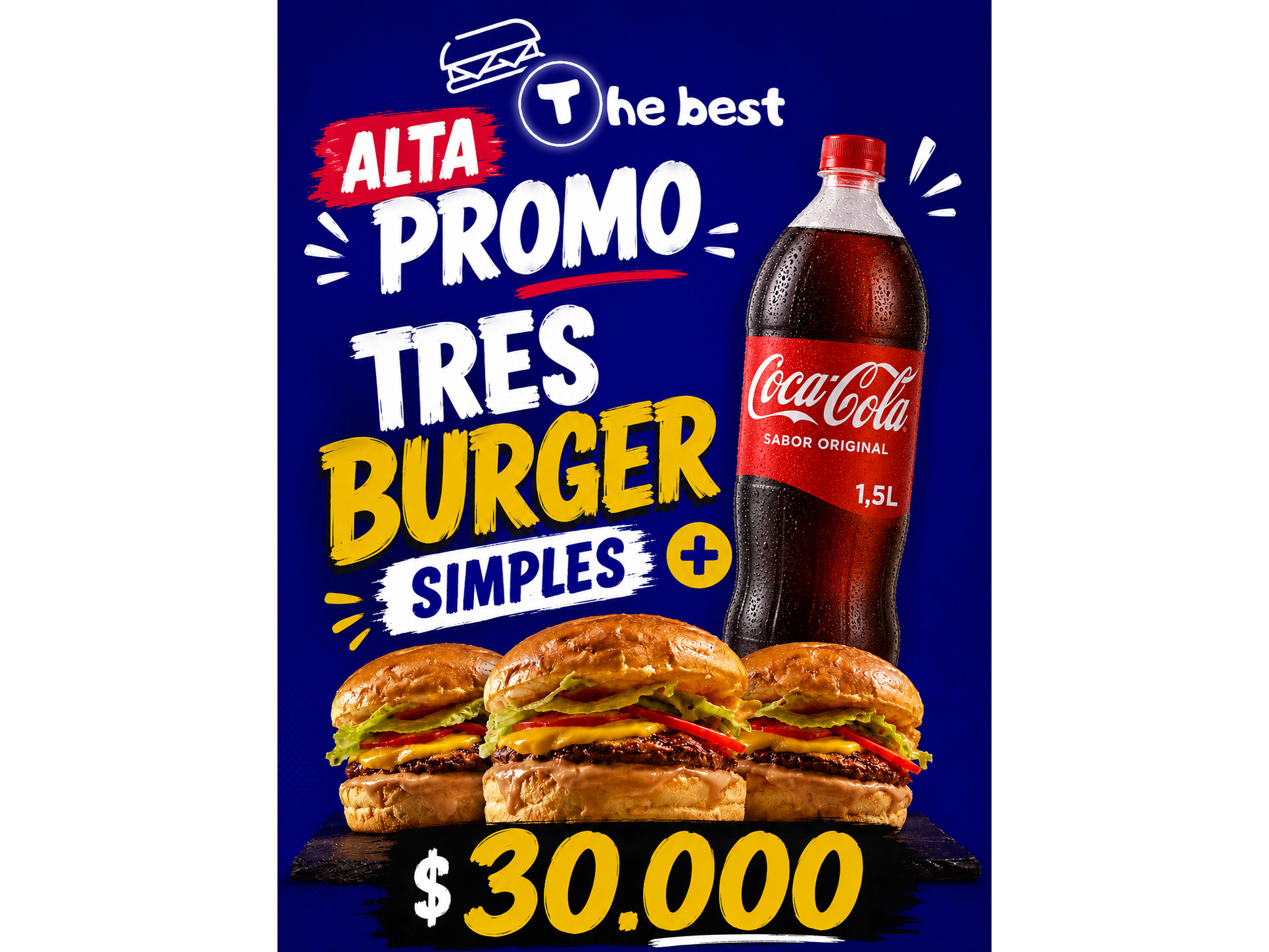 3 Burger Simples + Gaseosa 1.5L