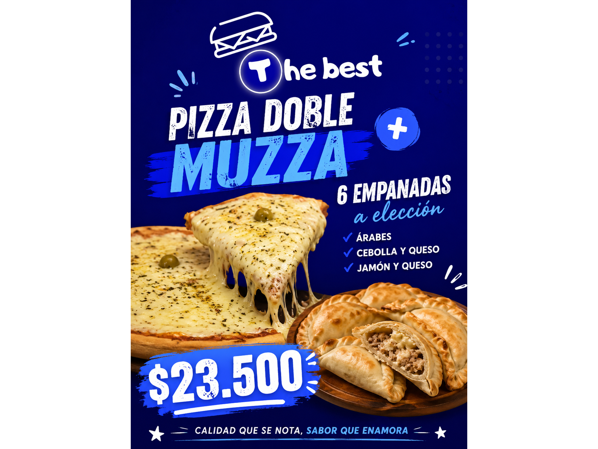 1 Doble muzza + 6 empanadas