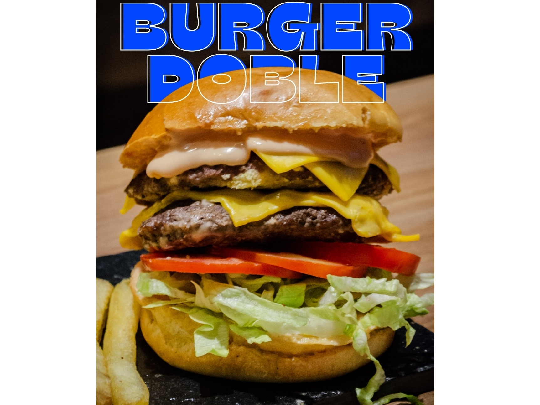 Burger simple Doble + Fritas + coca 500ml