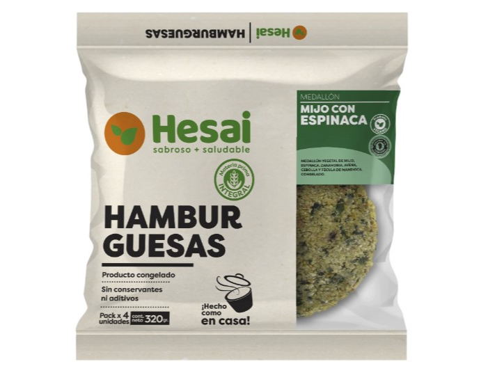 HAMBURGUESAS (rellenas) VEGANAS HESAI x 4 unidades