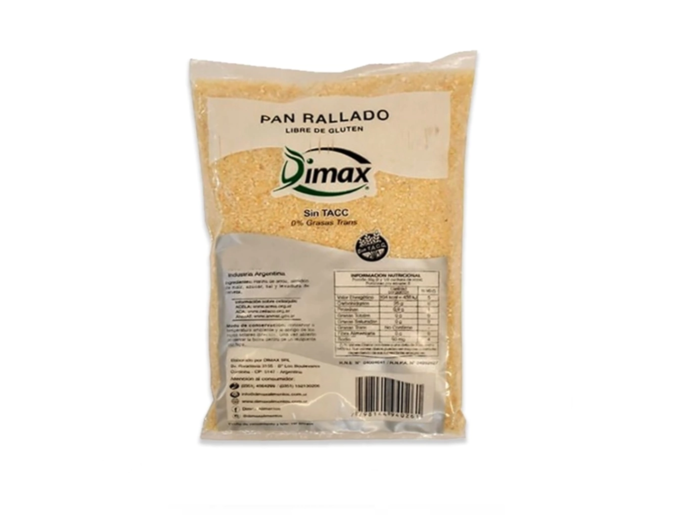 Pan Rayado DIMAX sin tacc 250 gr