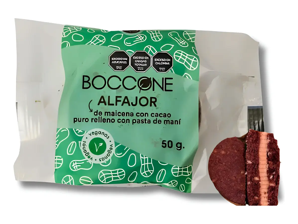 Alfajor BOCCONE de MAICENA RELLENO DE MANI Y CUBIERTO DE CHOCOLATE