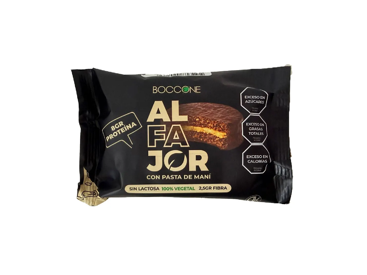 Alfajor BOCCONE  BAÑADO EN  CHOCOLATE, MANI, SIN LACTOSA, VEGANO