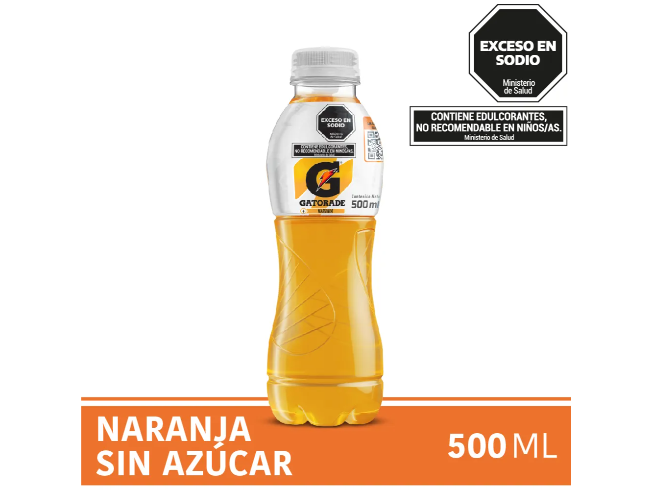 GATORADE NARANJA S/AZUCAR 6x500ML.