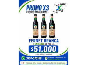 PROMO !!! FERNET BRANCA DE 750 X 3 UNID de Mayorista JC