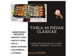 40 rolls clásicos + 4 nigiris.