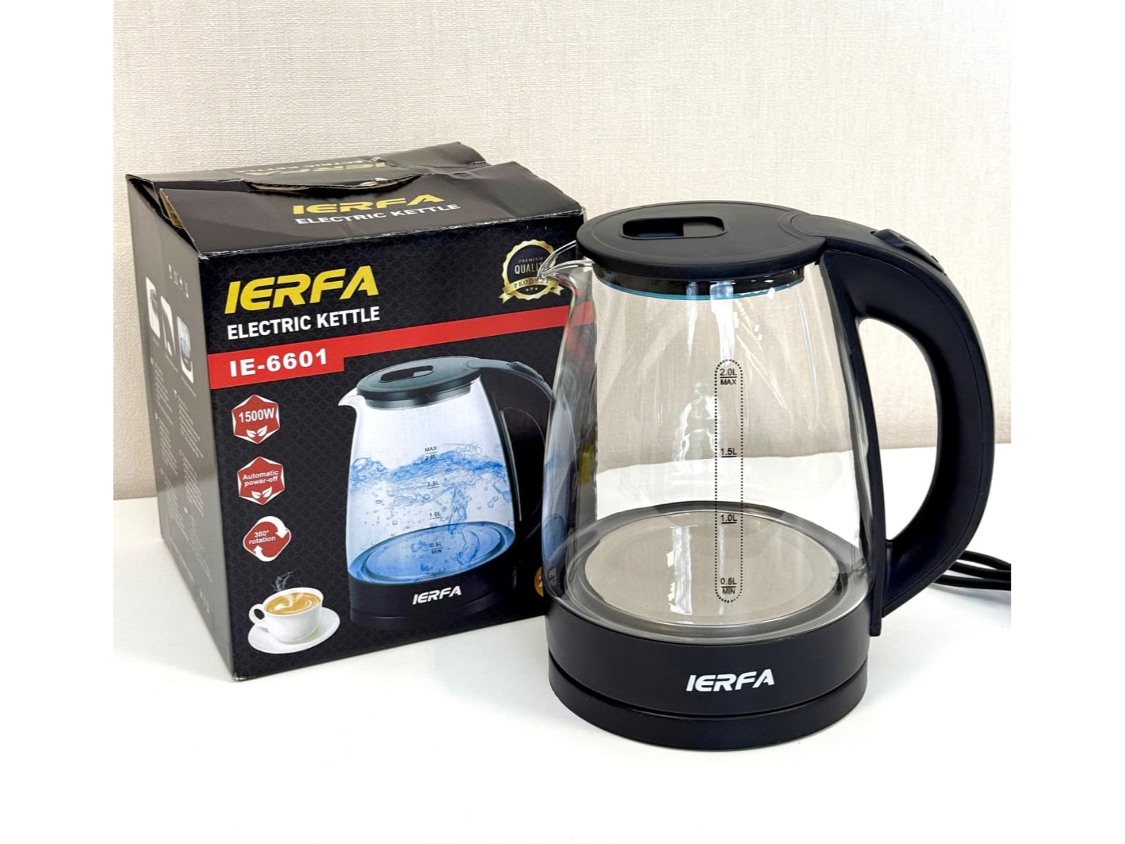 ⚡ Pava Eléctrica de Vidrio 2L lerfa – 1500W ☕
