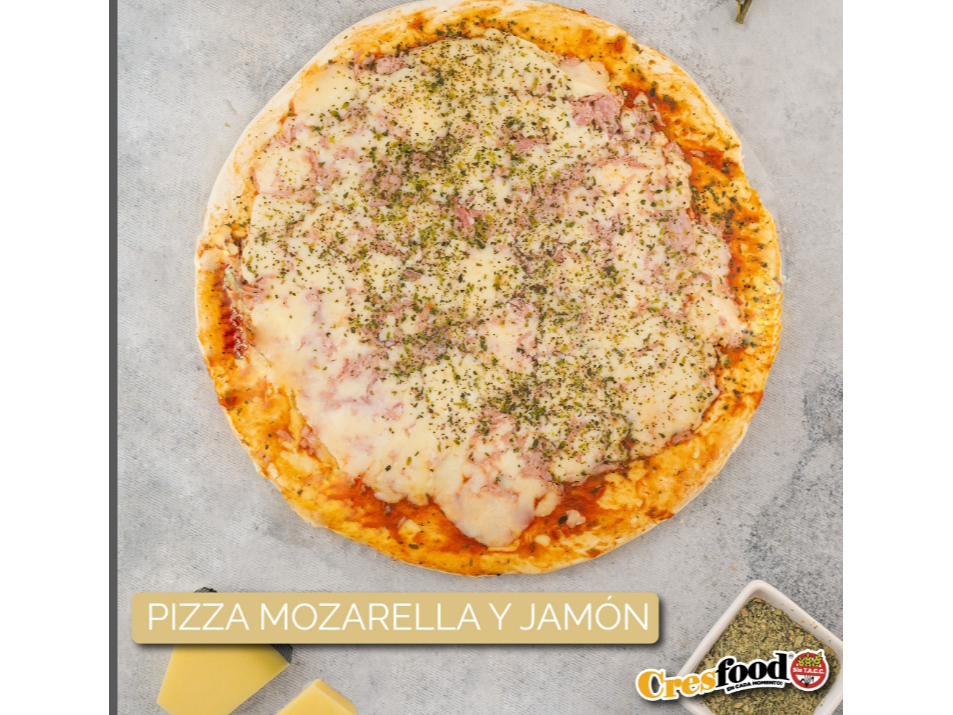 Pizza Mozarella y Jamon x8 porciones Clasica